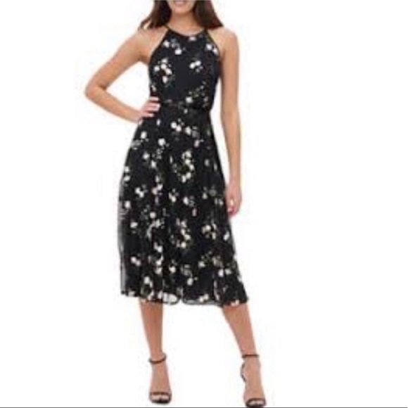 A.L.C. Silk Floral Print Sleeveless Midi Dress in Black Size Small‎ - Picture 1 of 6